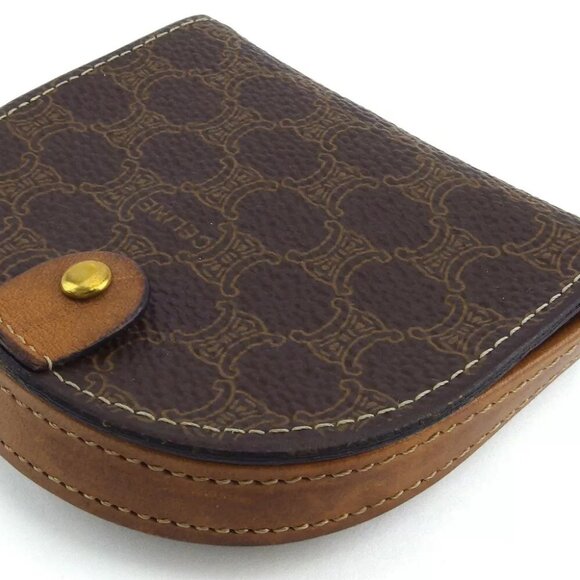 CELINE coin case macadam beige PVC ?~ leather Authentic used - Picture 1 of 8
